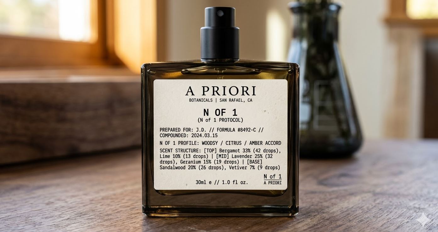 A Priori N of 1 bottle with custom formula label